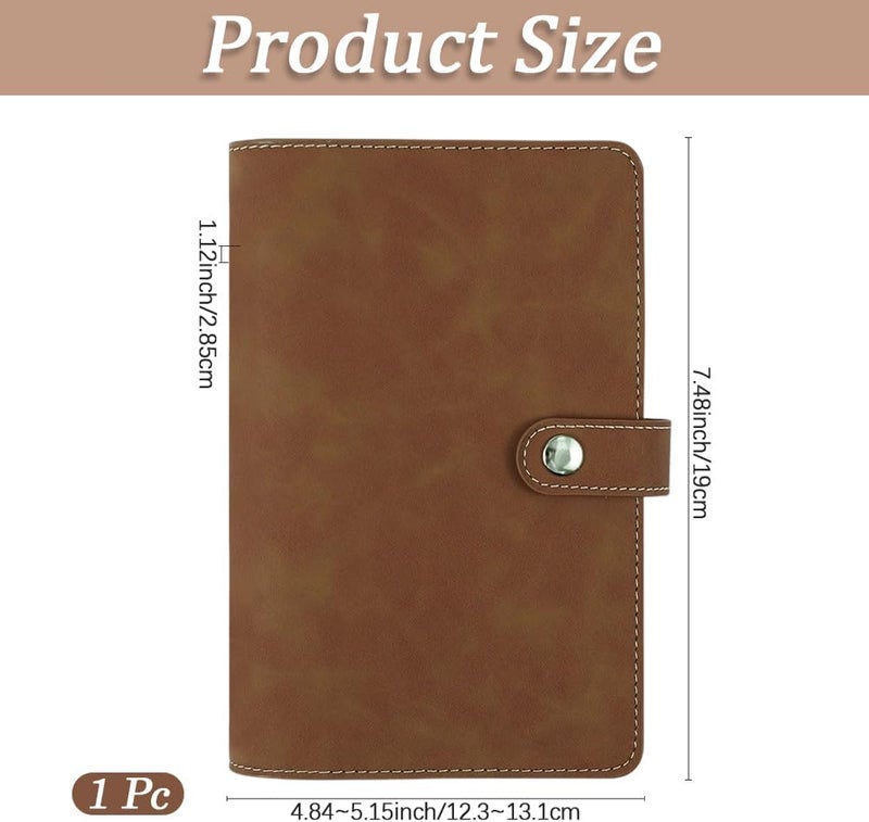 CALFOVERA Travel Notebook Binder Refillable Journal Cover Protector with Dividers Pockets A6 PU Leather Soft Cover Folder 6 Ring Loose Leaf Planner Binder for Meeting Filler Paper Cash (Camel) - Image 2